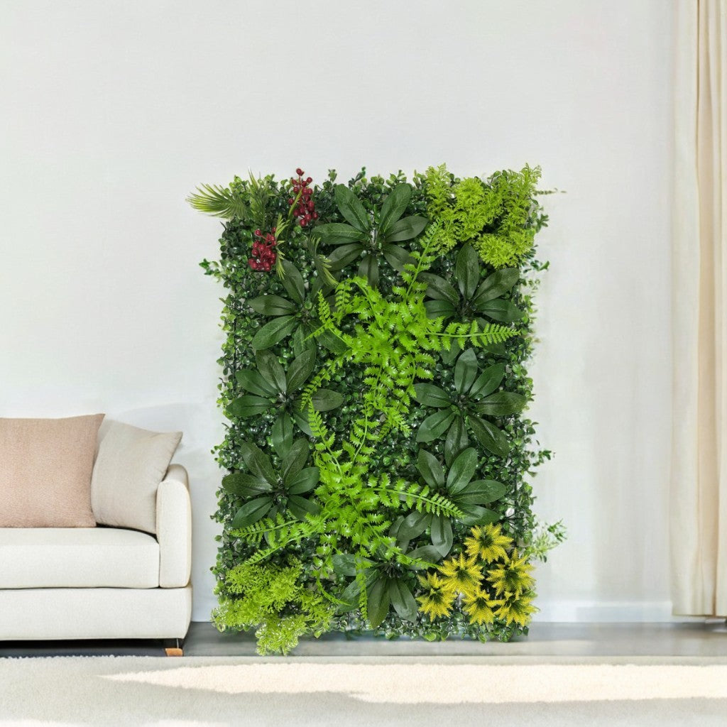 1 peça painel de parede planta verde artificial com grama flor buxo hedge parede