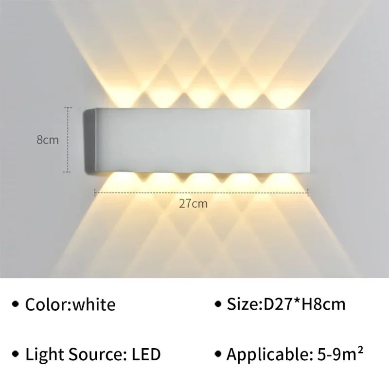 Lâmpada de parede LED moderna, IP65 impermeável, Luzes de parede