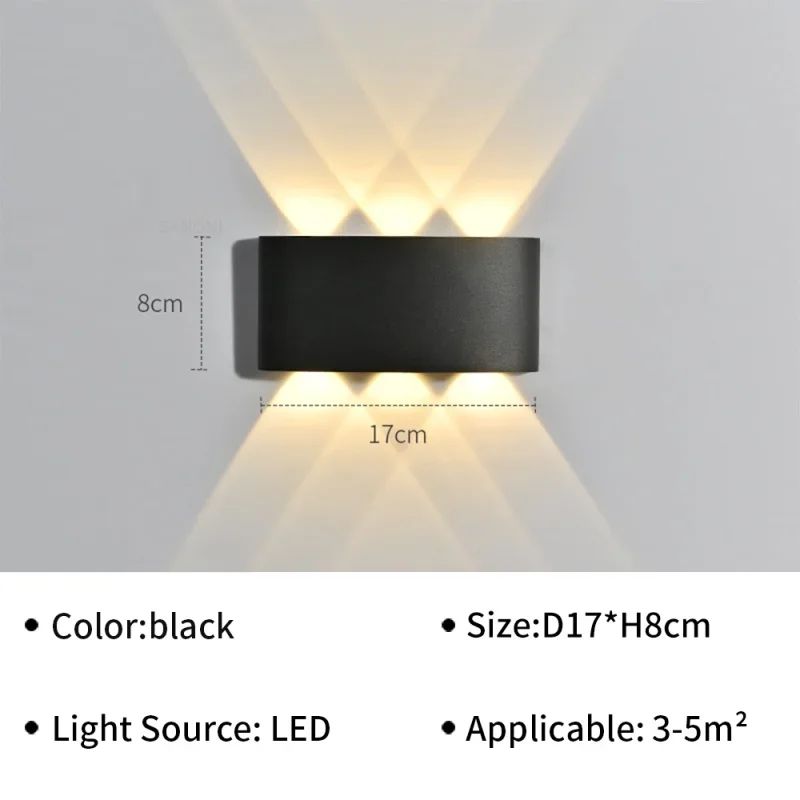 Lâmpada de parede LED moderna, IP65 impermeável, Luzes de parede