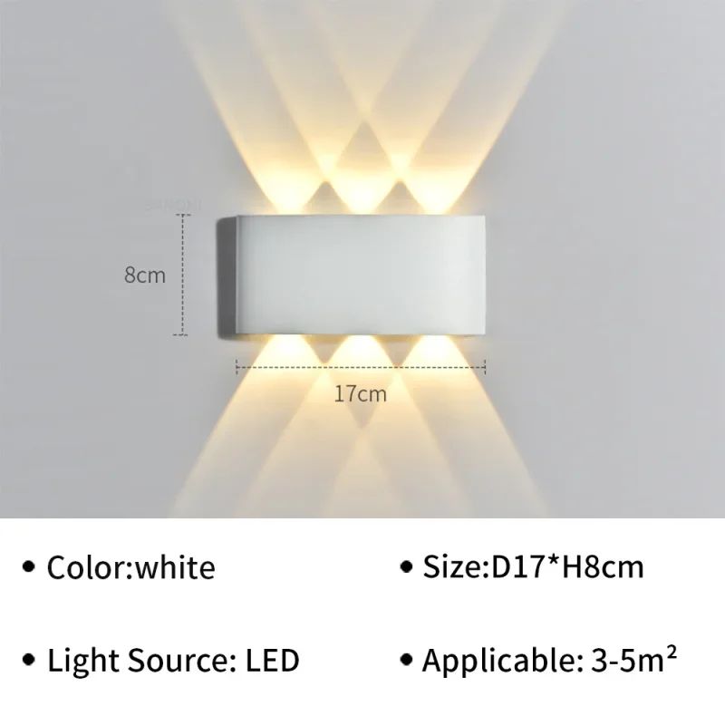 Lâmpada de parede LED moderna, IP65 impermeável, Luzes de parede