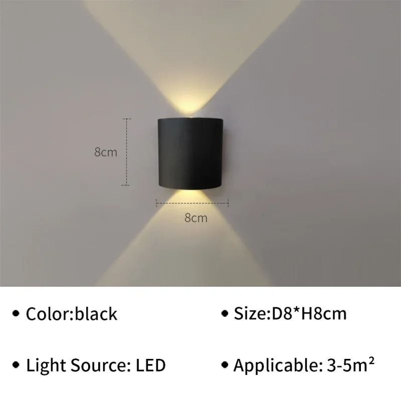 Lâmpada de parede LED moderna, IP65 impermeável, Luzes de parede