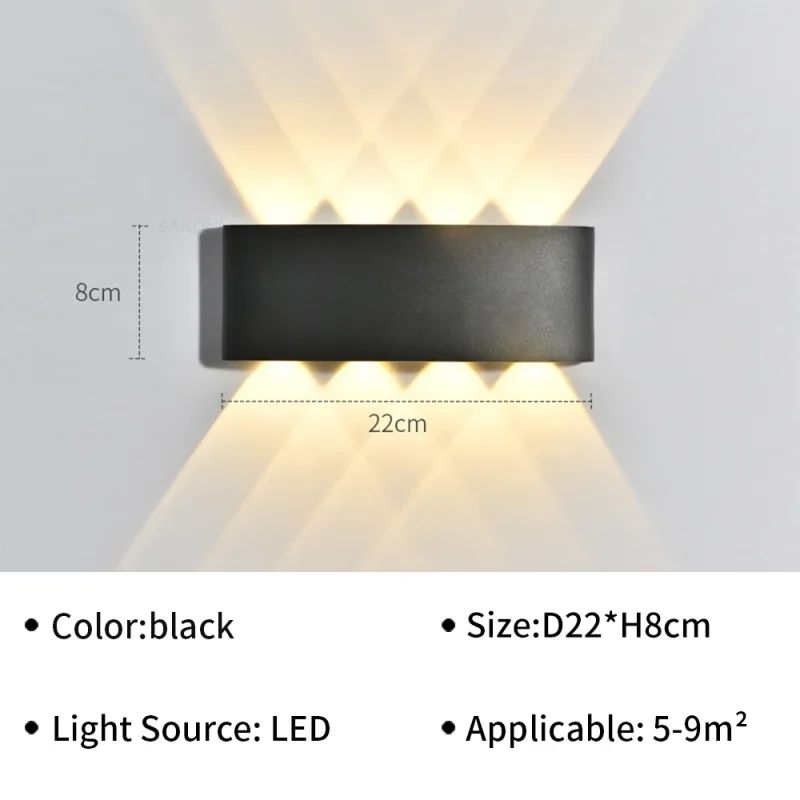 Lâmpada de parede LED moderna, IP65 impermeável, Luzes de parede