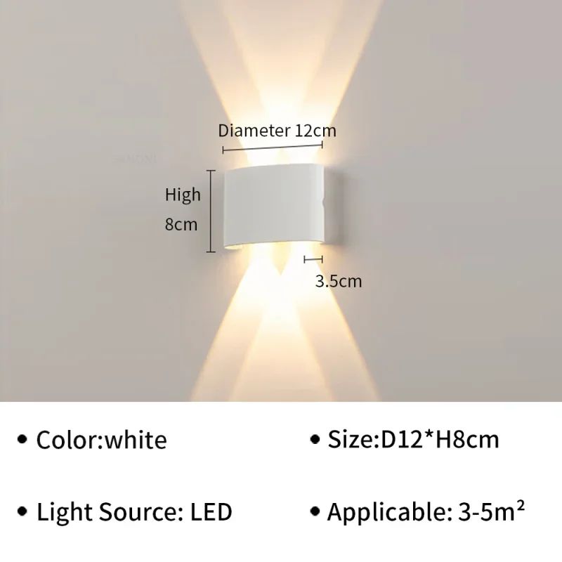 Lâmpada de parede LED moderna, IP65 impermeável, Luzes de parede