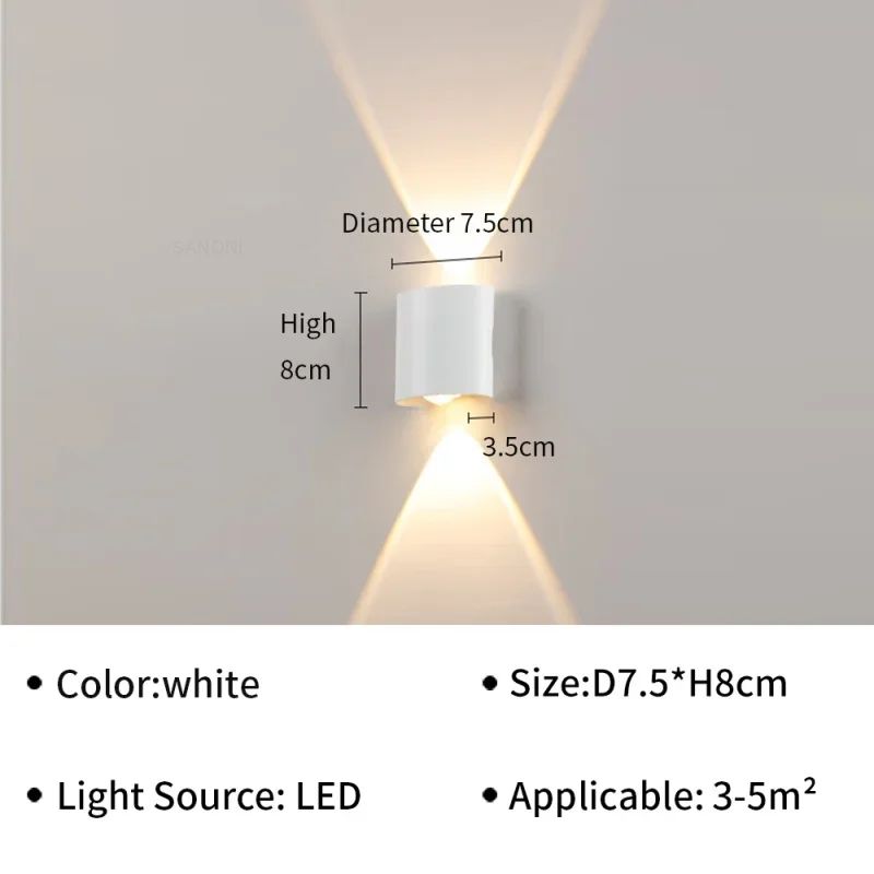 Lâmpada de parede LED moderna, IP65 impermeável, Luzes de parede