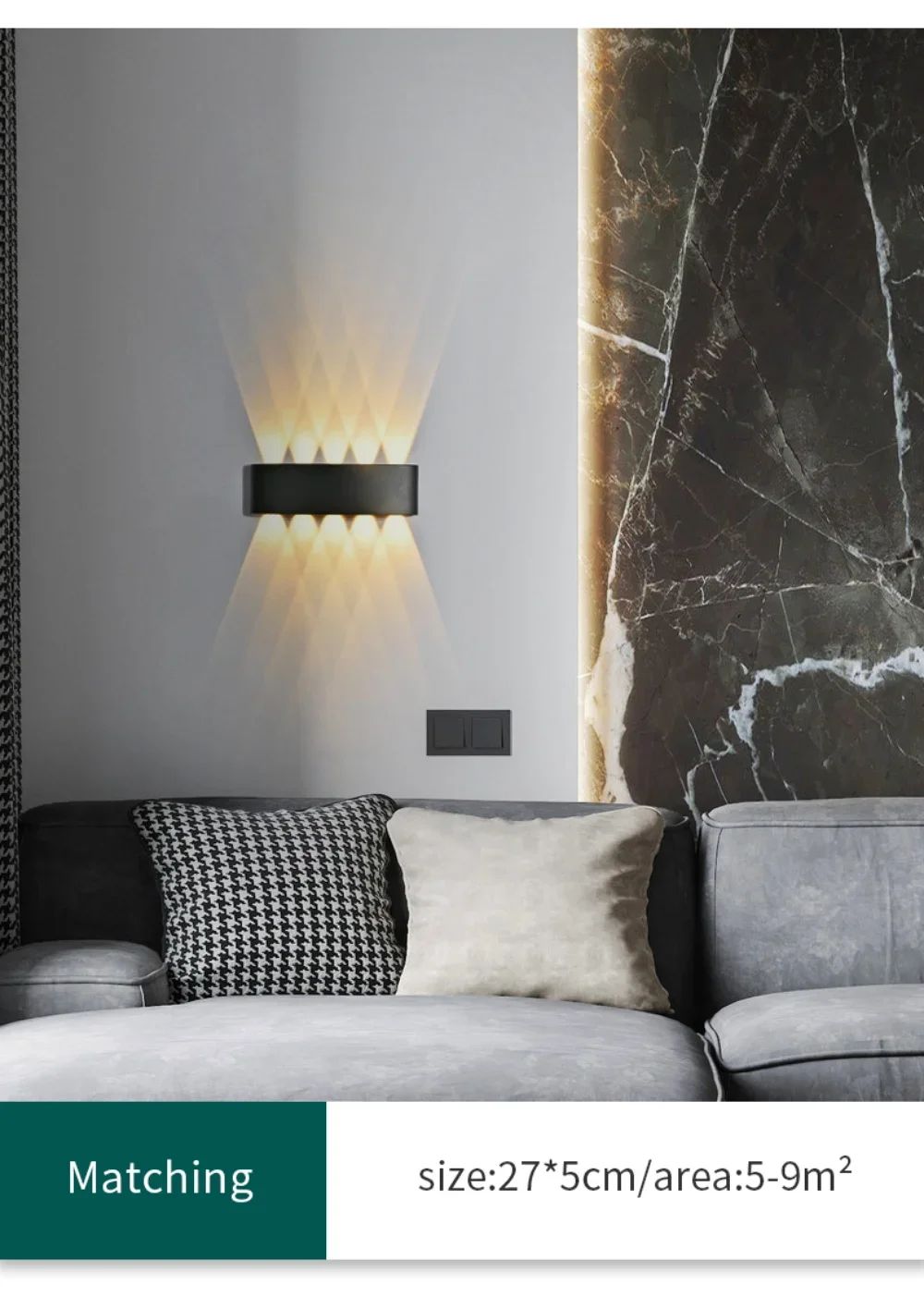 Lâmpada de parede LED moderna, IP65 impermeável, Luzes de parede