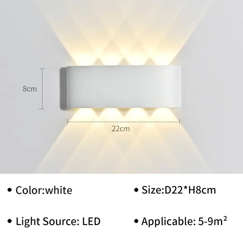 Lâmpada de parede LED moderna, IP65 impermeável, Luzes de parede